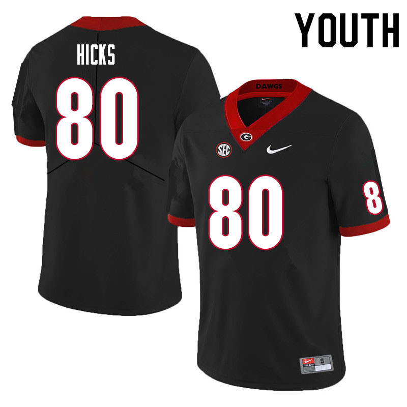 Youth #80 Braxton Hicks Georgia Bulldogs College Football Jerseys Sale-Black